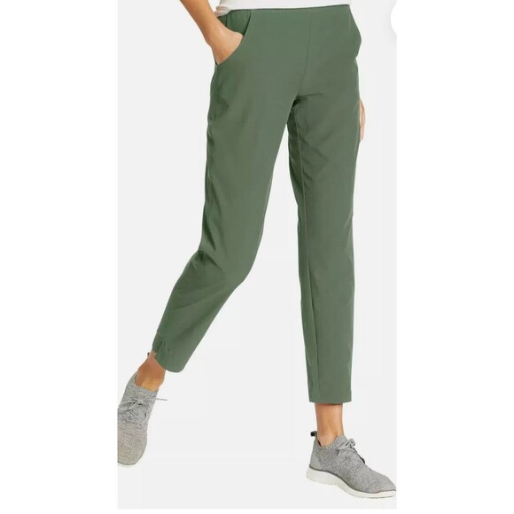 Eddie Bauer Traveler Ankle Pants Lightweight UPF 50+ Green Weekend Casual XL - Picture 1 of 16